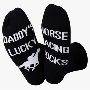 Daddy’s Lucky Horse Racing Socks Black OS NEW!